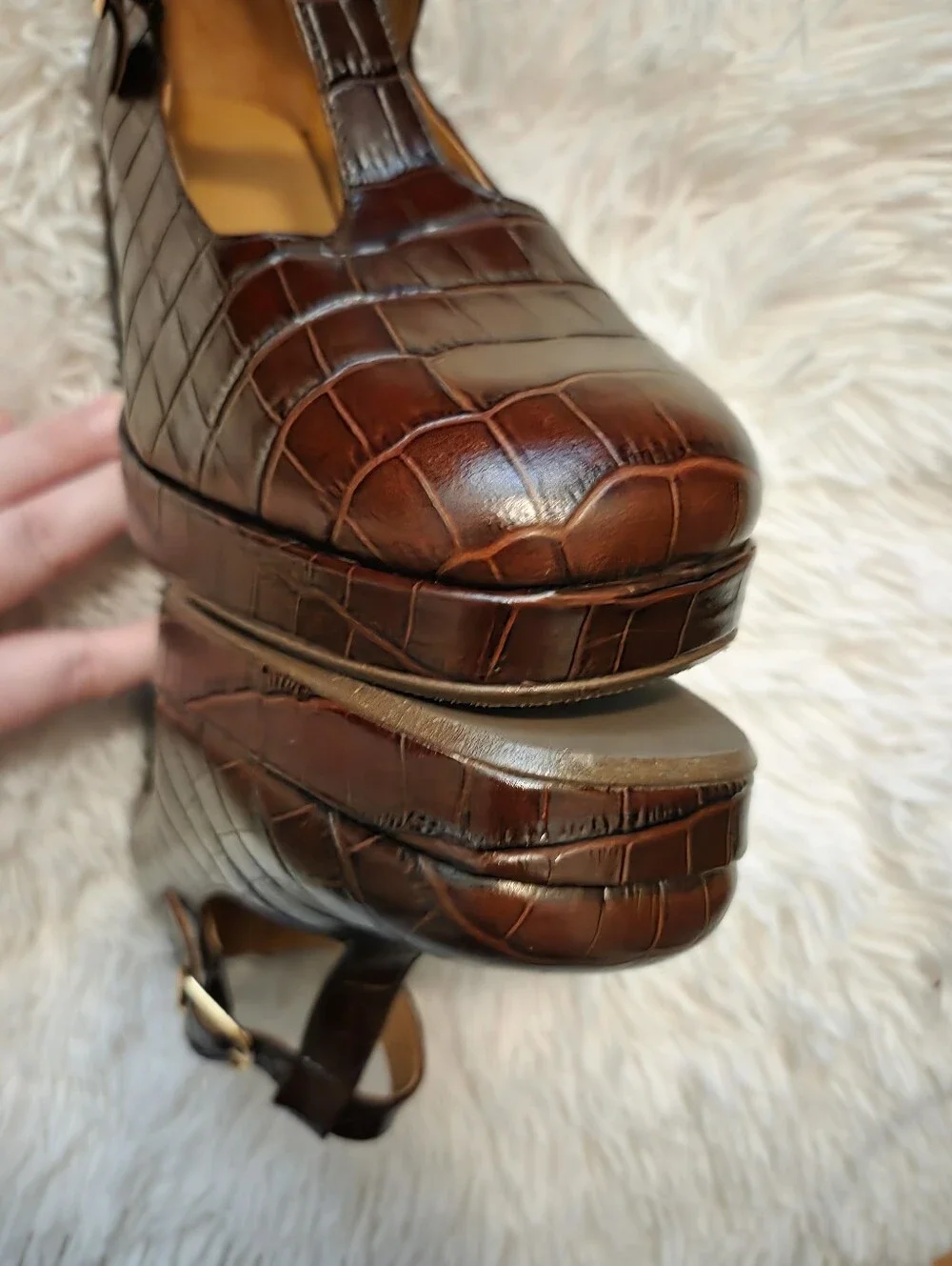 Sezane Monique Babies High Heel in Choco Croco size 39